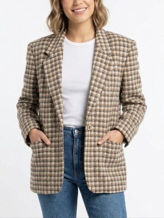 London Fog Jackets & Blazers - Vintage London Fog Collectables Houndstooth Single Breast Blazer Jacket